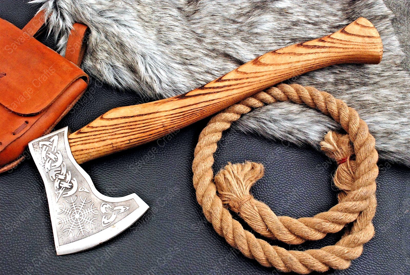 18″ Etched Carbon Steel Axe – Ashwood Handle