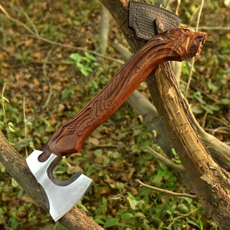 19.5″ Carbon Steel Viking Axe – Rosewood Handle
